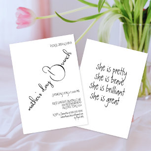 Schwarz-weiße elegante Kalligrafie Mothers Day Bru Einladung