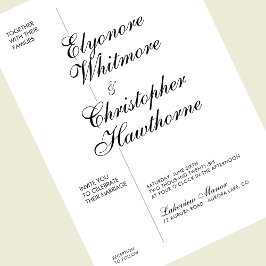 Schwarz-Weiße elegante moderne Kalligrafie-Hochzei Einladung