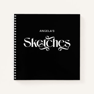 Schwarz-weiße elegante Typografie-Skizzen Notizbuch