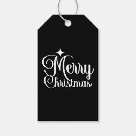 Schwarz-weiße elegante und festliche Frohe Weihnac Geschenkanhänger