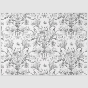 Schwarz-weiße elegante Vintage-Blumen Seidenpapier