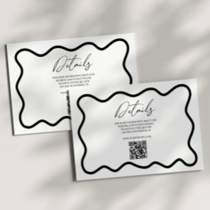 Schwarz Weiße Elegante Wellenförmige Rand Hochzeit Begleitkarte