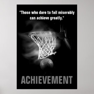 Schwarz-weiße Errungenschaft Basketball Motivieren Poster