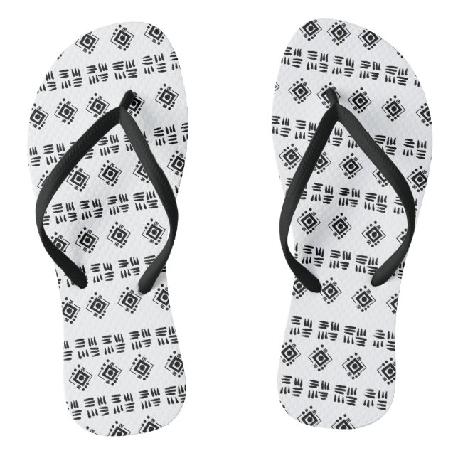 Schwarz-weiße ethnische Zeichen Flip Flops (Fußbett)