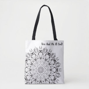Schwarz-weiße Eulen-Mandala-Wiederverschlusstasche