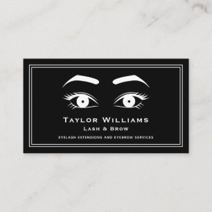 Schwarz-weiße Eyelash Extensions Lashes Visitenkarte