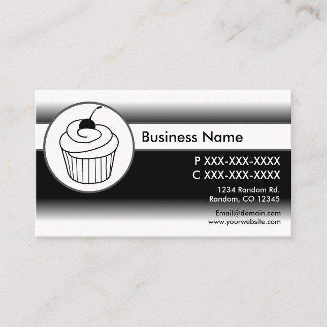 Schwarz-weiße "Fackle Cupcake"-benutzerdefinierte  Visitenkarte (Vorderseite)