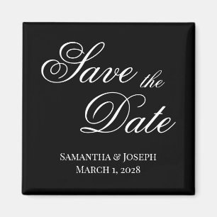 Schwarz-weiße fancy Kalligrafie - Save-the-Date Magnet