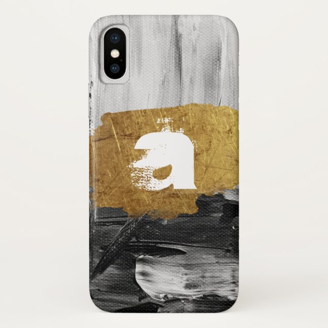 Schwarz-weiße Farbe mit personalisierter Monogramm Case-Mate iPhone Hülle (Rückseite)