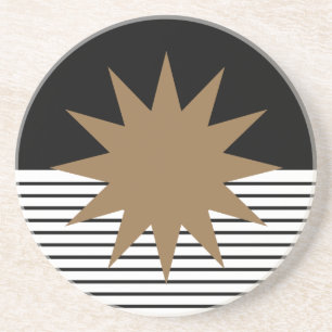 Schwarz-weiße Farbkombination und Braun Getränkeuntersetzer