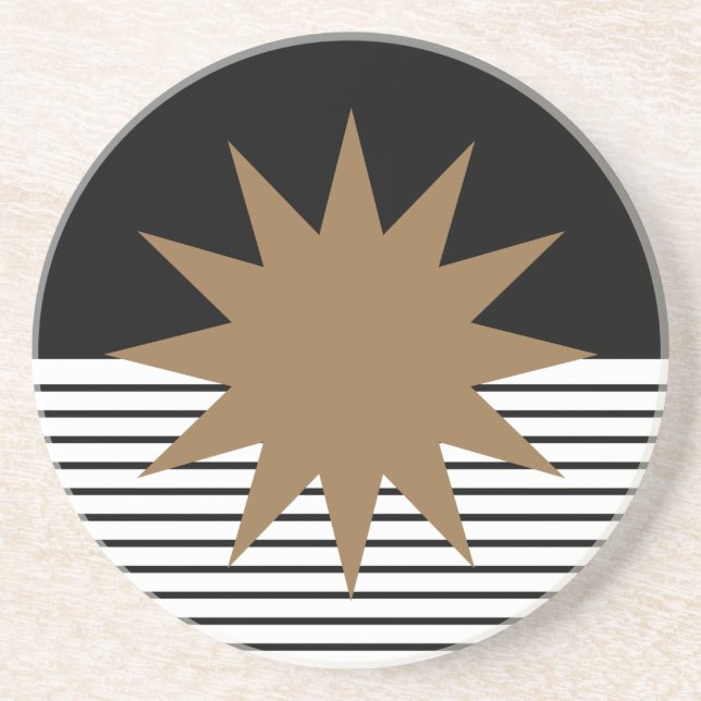 Schwarz-weiße Farbkombination und Braun Getränkeuntersetzer (Vorne)