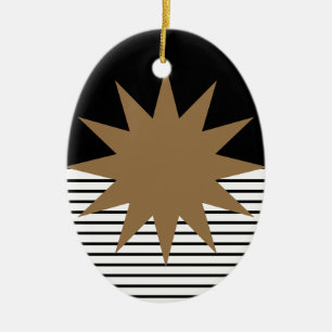 Schwarz-weiße Farbkombination und Braun Keramik Ornament