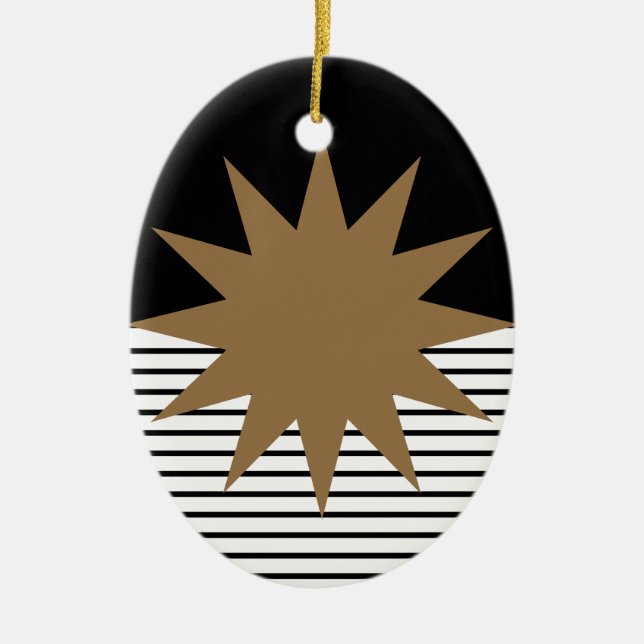 Schwarz-weiße Farbkombination und Braun Keramik Ornament (Vorne)