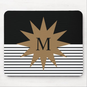 Schwarz-weiße Farbkombination und Braun Mousepad