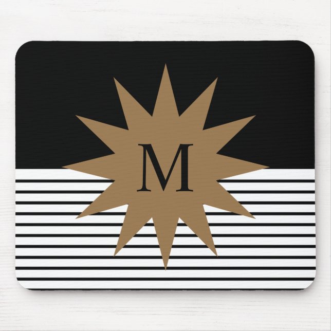 Schwarz-weiße Farbkombination und Braun Mousepad (Vorne)