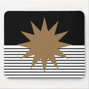 Schwarz-weiße Farbkombination und Braun Mousepad