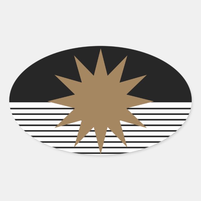 Schwarz-weiße Farbkombination und Braun Ovaler Aufkleber (Vorderseite)