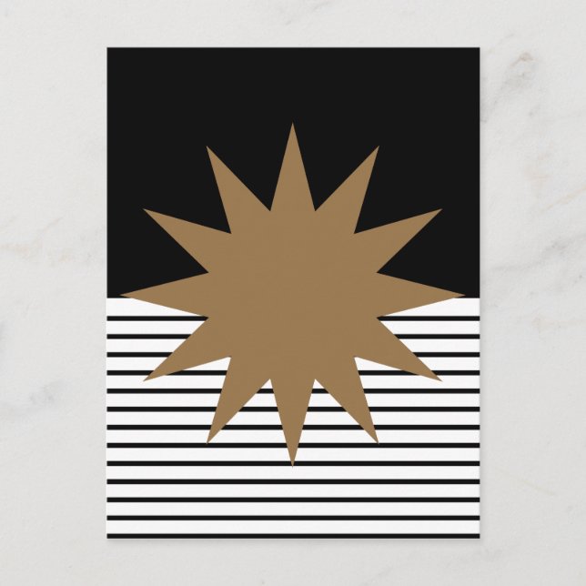 Schwarz-weiße Farbkombination und Braun Postkarte (Vorderseite)