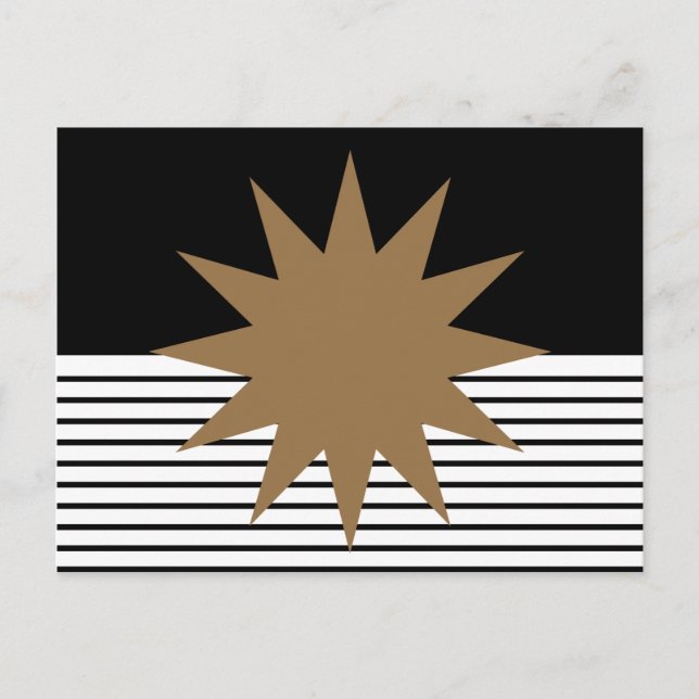 Schwarz-weiße Farbkombination und Braun Postkarte (Vorderseite)