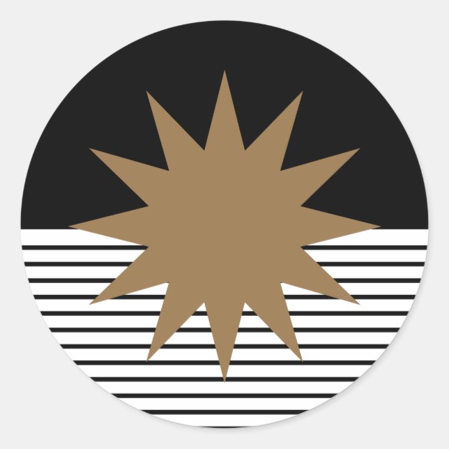 Schwarz-weiße Farbkombination und Braun Runder Aufkleber (Vorderseite)