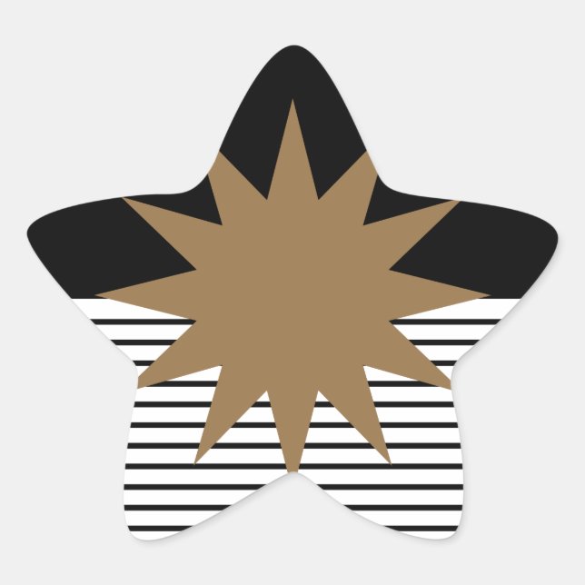Schwarz-weiße Farbkombination und Braun Stern-Aufkleber (Vorderseite)