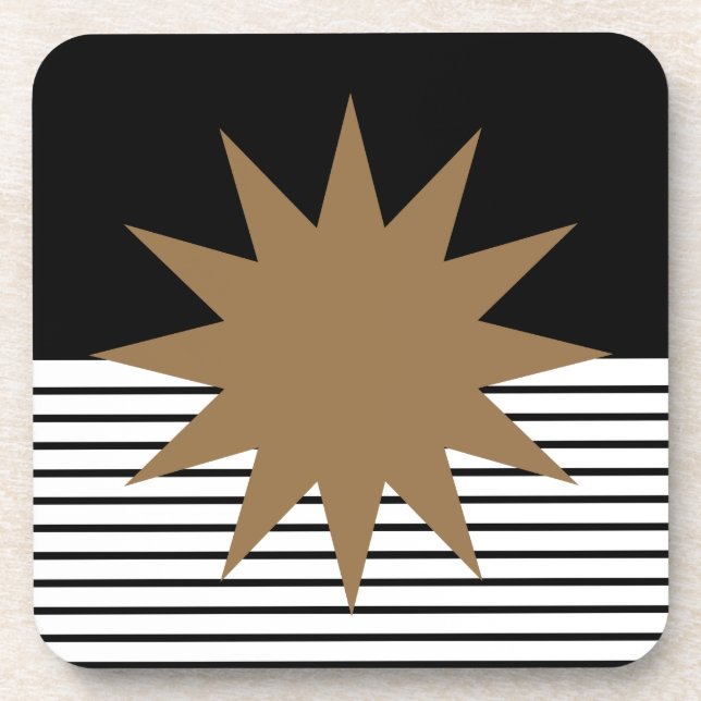 Schwarz-weiße Farbkombination und Braun Untersetzer (Vorderseite)