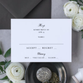 Schwarz-weiße feierliche Hochzeit RSVP Karte