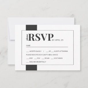 Schwarz-weiße, fette Auswahl an Hochzeitsmahlzeite RSVP Karte