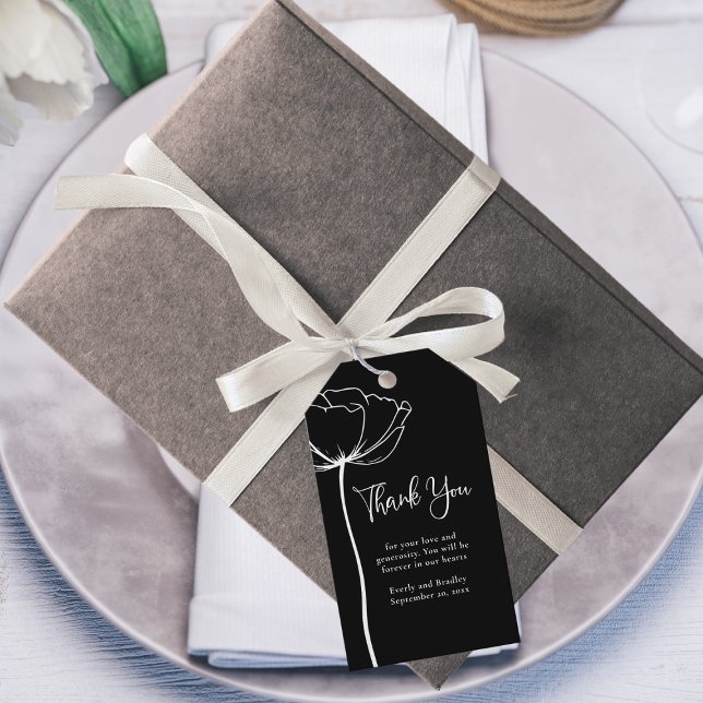 Schwarz-weiße fette Minimal Floral Wedding Vielen  Geschenkanhänger (Von Creator hochgeladen)