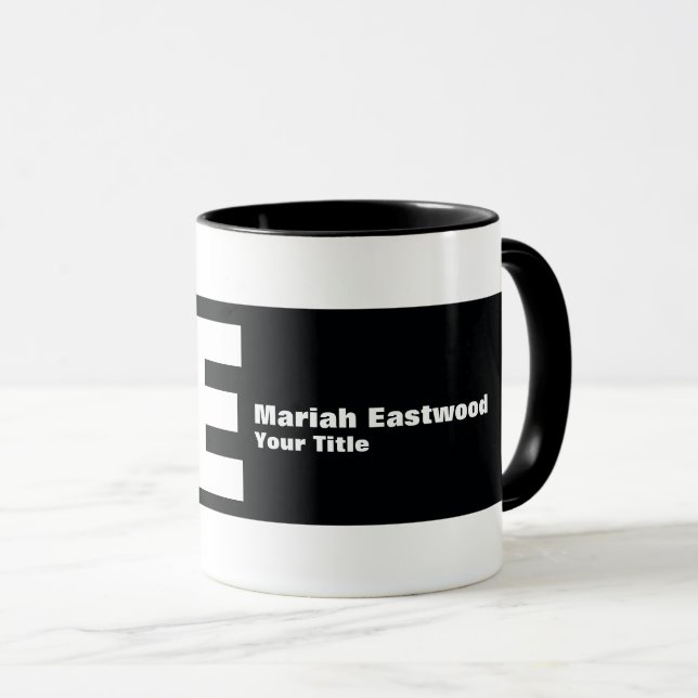 Schwarz-weiße Fettmonogramm-Förderung Tasse (VorderseiteRechts)