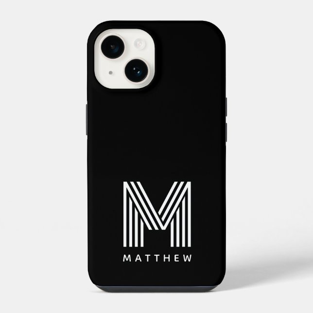 Schwarz-weiße Fettmonogramm iPhone Hülle (Rückseite)
