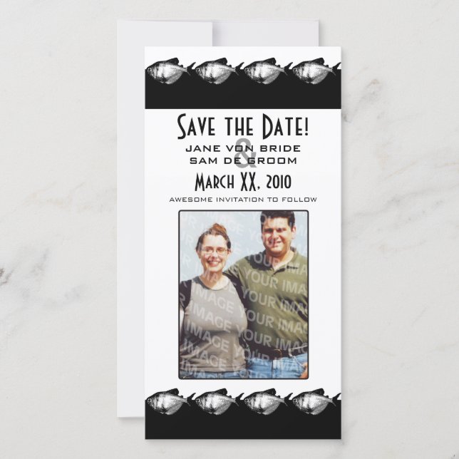 Schwarz-weiße Fische Save The Date (Vorderseite)