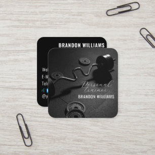 Schwarz-weiße Fitness Personal Trainer Influencer Quadratische Visitenkarte