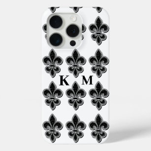 Schwarz-weiße Fleur De Lis Case-Mate iPhone Hülle