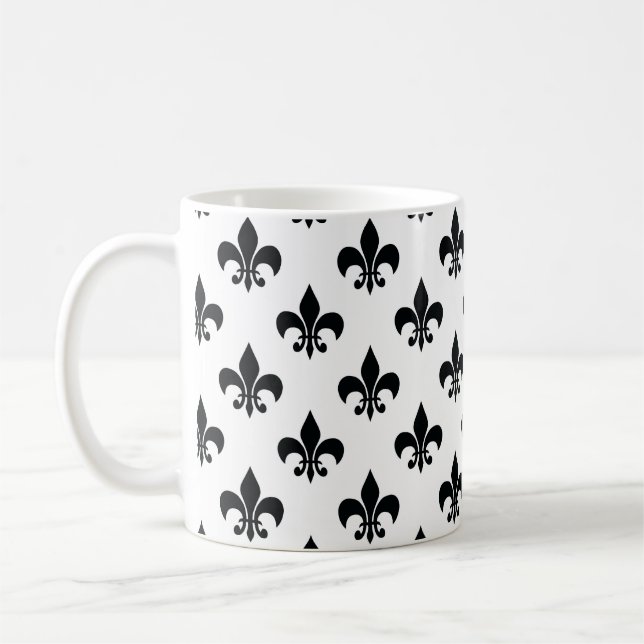 Schwarz-weiße Fleur-de-lis Kaffeetasse (Links)