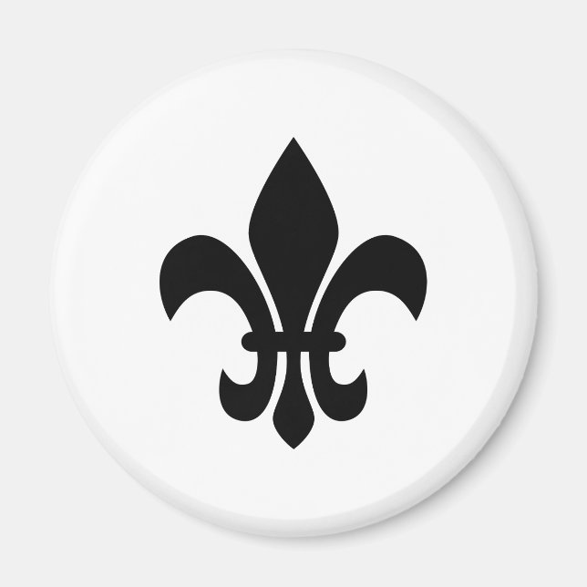 Schwarz-weiße Fleur de Lis Magnet (Vorne)