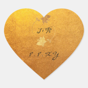 Schwarz-weiße florale Gold Kraft Save the Date Herz-Aufkleber
