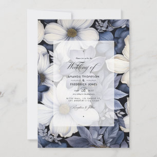 Schwarz-weiße Florale Hochzeit Einladung