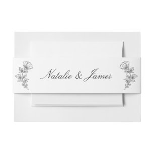 Schwarz-Weiße Florale Old Money Retro-Hochzeit Einladungsbanderole