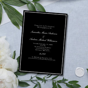 Schwarz-weiße formelle Verlobung für Hochzeiten Einladung