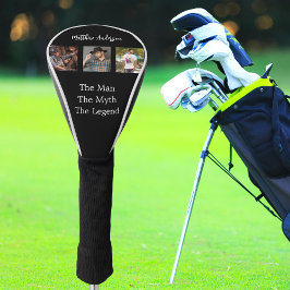 Schwarz-weiße Foto Collage man Mythos Legende Golf Headcover
