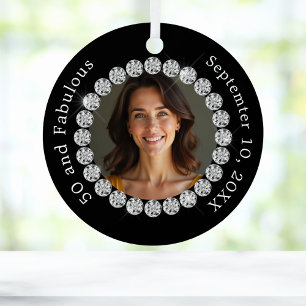 Schwarz-weiße Foto Diamanten fabelhaft Geburtstag Ornament Aus Metall