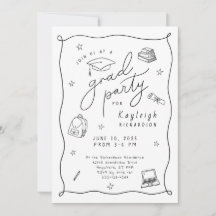 Schwarz-weiße Foto Hand gezeichnete Grad Party Ein