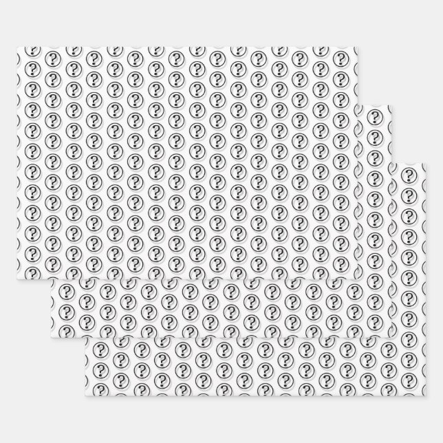 Schwarz-weiße Fragezeichen Muster 3D Geschenkpapier Set (Set)