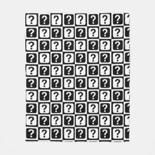 Schwarz-weiße Fragezeichen-Riddle-Block-Monogramm Fleecedecke