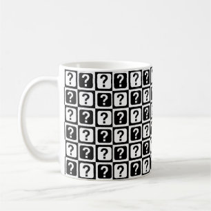 Schwarz-weiße Fragezeichen-Riddle-Block-Monogramm Kaffeetasse