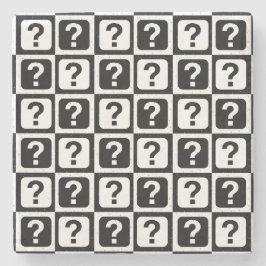 Schwarz-weiße Fragezeichen-Riddle-Block-Monogramm Steinuntersetzer