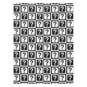 Schwarz-weiße Fragezeichen-Riddle-Block-Monogramm Tischdecke