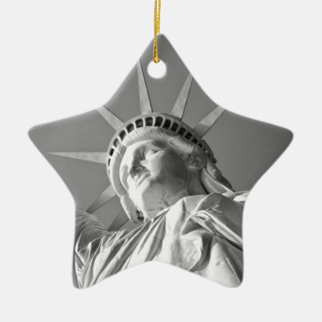 Schwarz-weiße Freiheitsstatue Keramik Ornament (Vorne)
