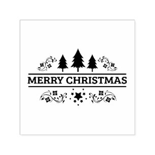 Schwarz-weiße frohe Weihnachten Permastempel